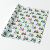 Watercolor Kerst Pinguïns Cadeaupapier (Uitgerold)