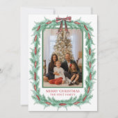 Watercolor Kerst Plaid Boog Guirlande Foto Feestdagenkaart (Voorkant)