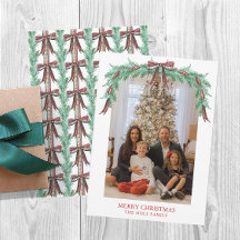 Watercolor Kerst Plaid Strik Guirlande Foto