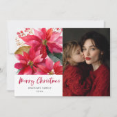 Watercolor Kerst Poinsettia Ontwerp Aankondiging (Voorkant)