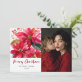 Watercolor Kerst Poinsettia Ontwerp Aankondiging (Staand voorkant)