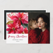 Watercolor Kerst Poinsettia Ontwerp Aankondiging (Voorkant / Achterkant)