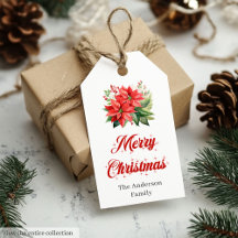 Watercolor Kerst Poinsettia Stijlvolle Gift Tags