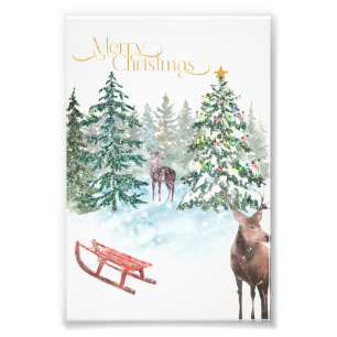 Watercolor Kerst Print Poster