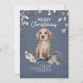 Watercolor Kerst Retriever Puppy Feestdagenkaart (Voorkant)