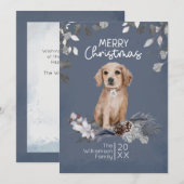 Watercolor Kerst Retriever Puppy Feestdagenkaart (Voorkant / Achterkant)