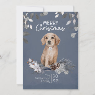 Watercolor Kerst Retriever Puppy Feestdagenkaart