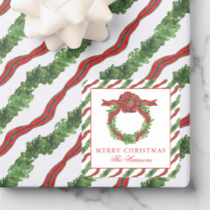 Watercolor Kerst Rode & Groene Boog Krans Vierkante Sticker
