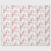 Watercolor Kerst Roze Schattig Kabouter Verliefd Cadeaupapier (Vlak)