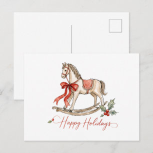 Watercolor Kerst Schommelend Paard Briefkaart