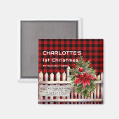 Watercolor Kerst Schutting Buffalo Plaid Magneet (Voorkant / Achterkant)