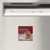Watercolor Kerst Schutting Buffalo Plaid Magneet (Insitu (Vaatwasser))
