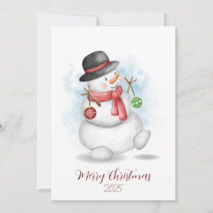 Watercolor kerst sneeuwman wenskaart kaart