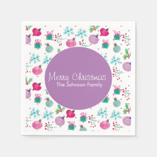 Watercolor Kerst Thema Handgeschilderd Patroon Servet