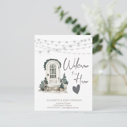 Watercolor Kerst voordeur, Hart aankondiging (Staand voorkant)