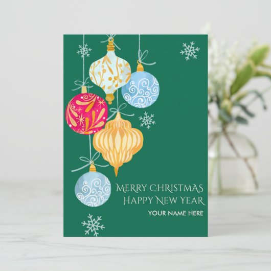 Watercolor kerstbal  feestdagenkaart (Staand voorkant)