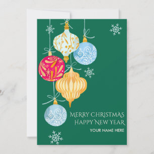 Watercolor kerstbal  feestdagenkaart