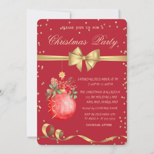 Watercolor Kerstbal Kerstfeest Kaart (Voorkant)