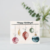 Watercolor Kerstballen Merry Feestdagenkaart (Staand voorkant)