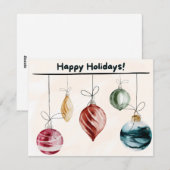 Watercolor Kerstballen Merry Feestdagenkaart (Voorkant / Achterkant)