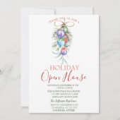 Watercolor Kerstballen Open Huis Kaart (Voorkant)