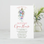 Watercolor Kerstballen Open Huis Kaart (Staand voorkant)