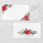 Watercolor Kerstbloemen & Dennenappels Randen Plaatskaartje (Voorkant / Achterkant)