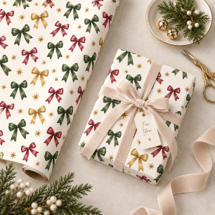 Watercolor Kerstbogen Burgundy Groen Goud Cadeaupapier