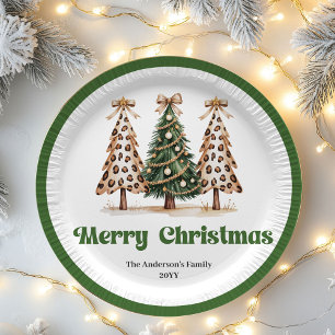 Watercolor Kerstbomen Bewerkbare Naam Papier  Papieren Bordje