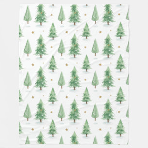 Watercolor Kerstbomen Naadloos Patroon Fleece Deken