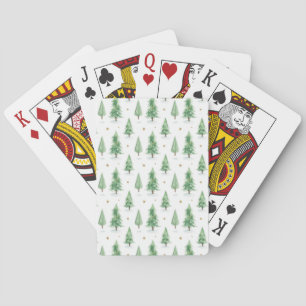 Watercolor Kerstbomen Naadloos Patroon Pokerkaarten