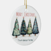 Watercolor Kerstbomen Ornament | Aangepaste Naam (Rechts)