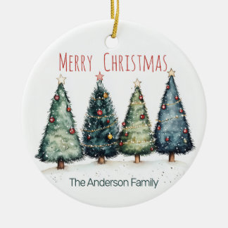 Watercolor Kerstbomen Ornament | Aangepaste Naam