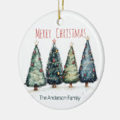 Watercolor Kerstbomen Ornament | Aangepaste Naam (Links)
