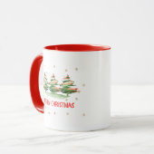 Watercolor Kerstbomen - Prettig Kerstfeest Mok (Voorkant links)