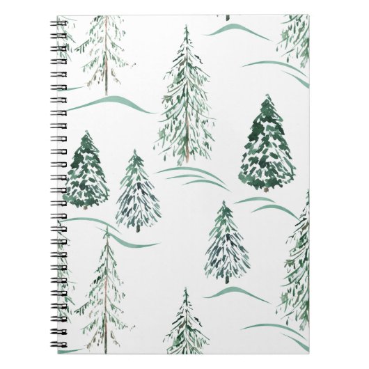 Watercolor kerstbomen. Winter bos.  Notitieboek (Voorkant)
