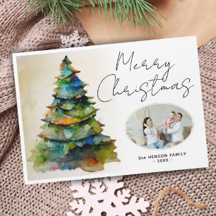 Watercolor Kerstboom Artistieke Foto Magneet