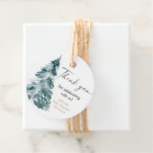 Watercolor Kerstboom baby shower favor labels (In situ)