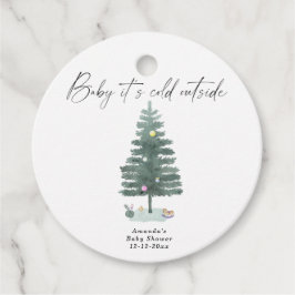 Watercolor kerstboom babyshower bedankjes labels