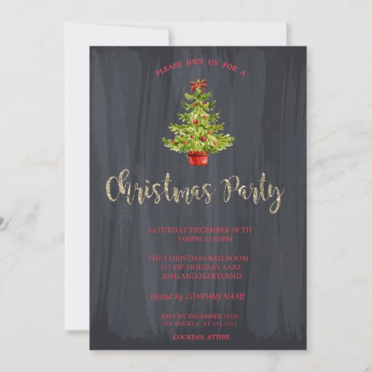 Watercolor Kerstboom Bedrijfs Kerstfeest Kaart (Voorkant)