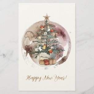 Watercolor Kerstboom Briefpapier