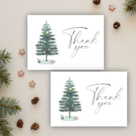 Watercolor kerstboom Dank je wel Bedankkaart