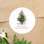 Watercolor Kerstboom Eenvoudig Aangepast Ronde Sticker