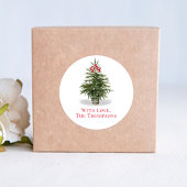 Watercolor Kerstboom Eenvoudig Aangepast Ronde Sticker