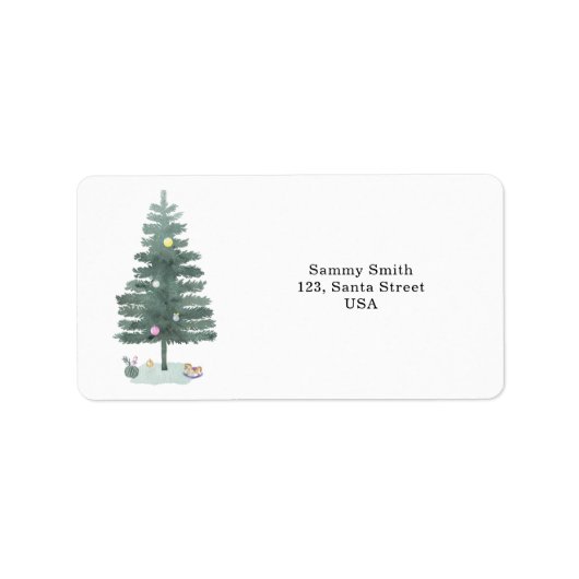 Watercolor kerstboom etiket (Voorkant)
