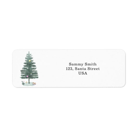 Watercolor kerstboom etiket (Voorkant)