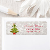 Watercolor Kerstboom, Glitterige Bokeh Etiket (Insitu)