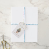 Watercolor Kerstboom, Gouden Confetti Cadeaulabel (Met Touw)