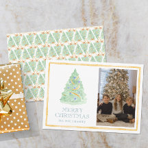 Watercolor Kerstboom Grandmillennial Foto