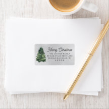 Watercolor Kerstboom Grijze Retouradres